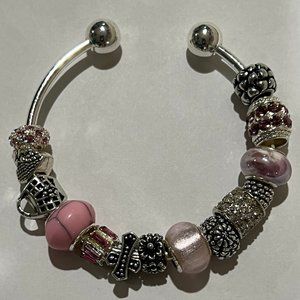 PINK BANGLE EUROPEAN CHARM BRACELET